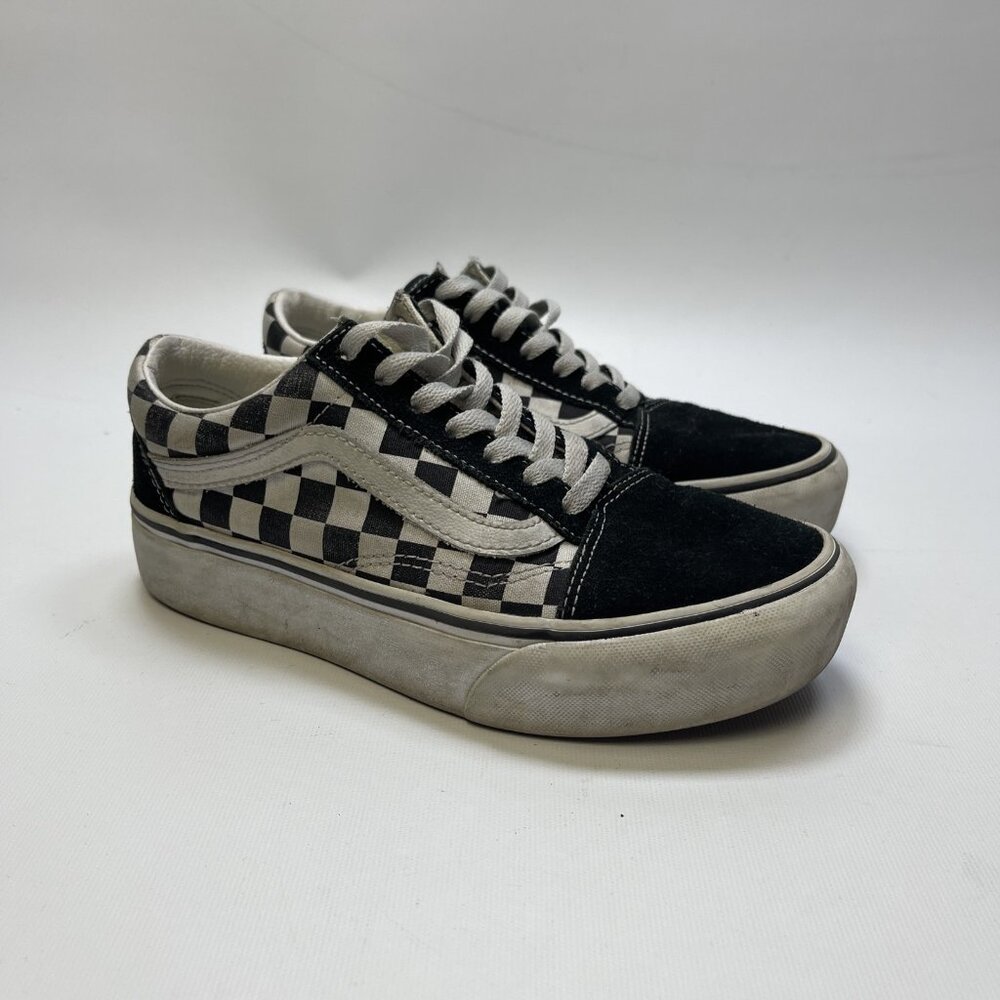 Y2K Vans Old Skool Platform Black White Checkerboard Women’s Size 6 Skater Punk